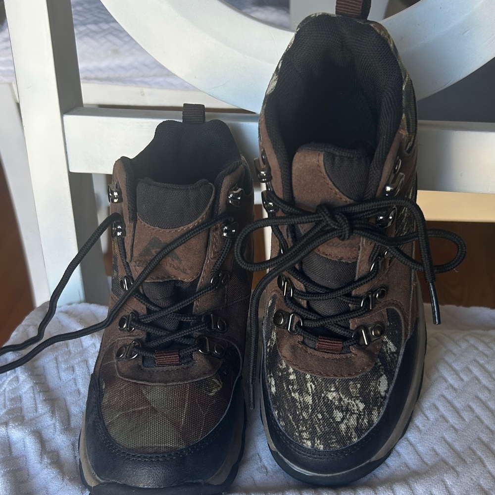 Ozark Trail Kids Brown Black Camouflage Hiking Boots